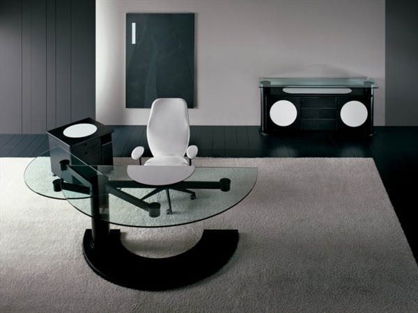 Module de birou mobilier de birou minimalist alb negru Module de birou din sticlă alb-negru