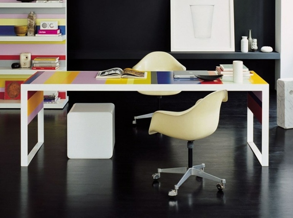 Mobilier modern de birou culori colorate curcubeu Idei moderne de design de mobilier de birou