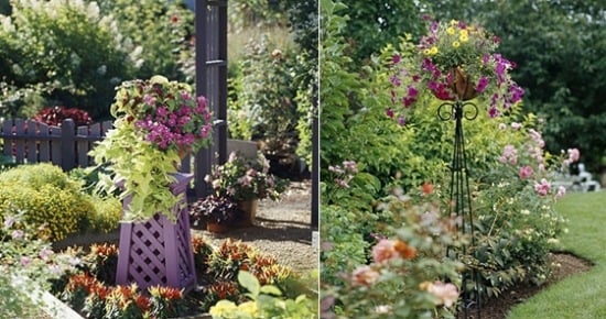 Idei coș agățat flori design grădină mări de flori Plantarea coșurilor suspendate idei grădină proiectare mări de flori