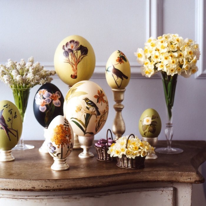 Decorare vintage de ouă de Paște, bricolaj, folosind tehnica șervețelului Idei de decorare-rafturi-mese-paște-șervețel-tehnică-ouă-decorate