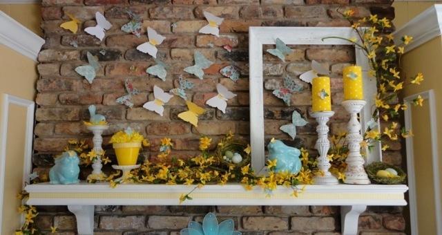 Șemineu hârtie deco idee originală lumânări galbene