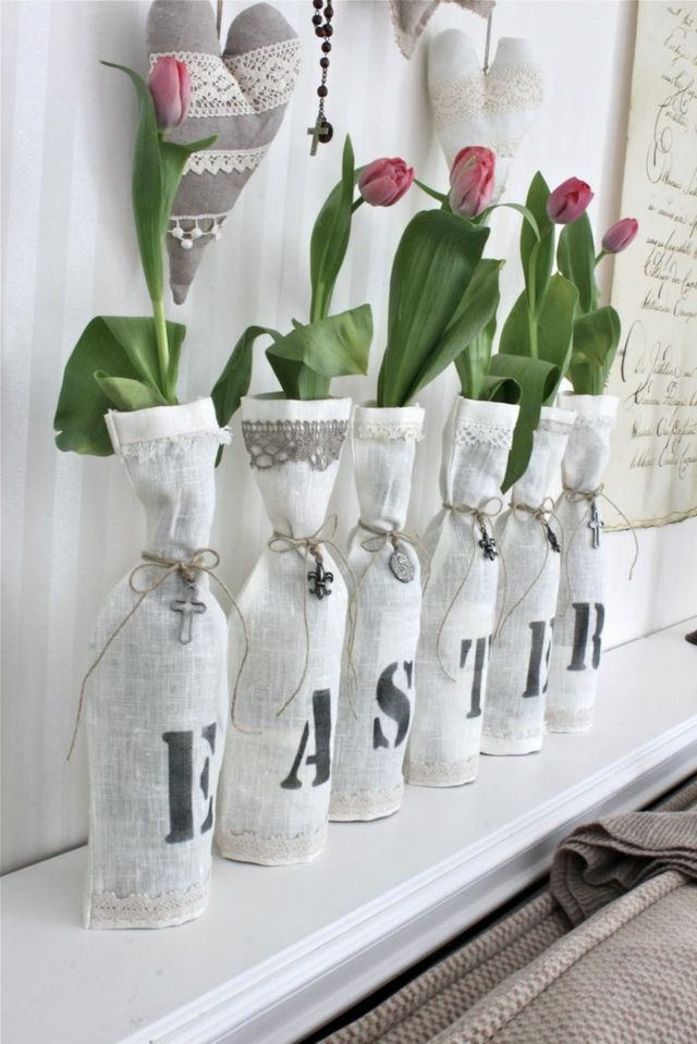 Vaza de Paști Inimile din fetru de Paște fac singuri decorațiuni fericite