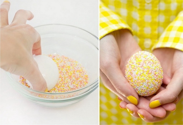 decorație ornamentată textură lipici galben ouă de Paște idei decor textură lipici galben