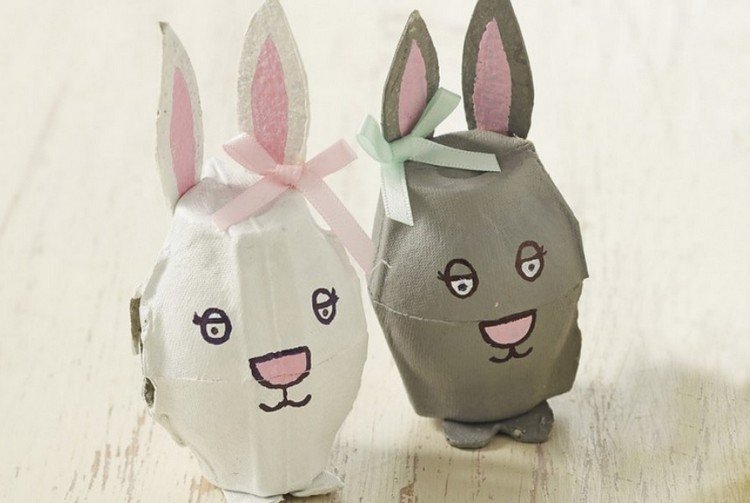 Oferiți ouă de Paște drept cadou - cutie cadou personalizată din carton pentru ouă Iepuraș de Paște-hârtie-hârtie-carton de ou-alb-gri-copii