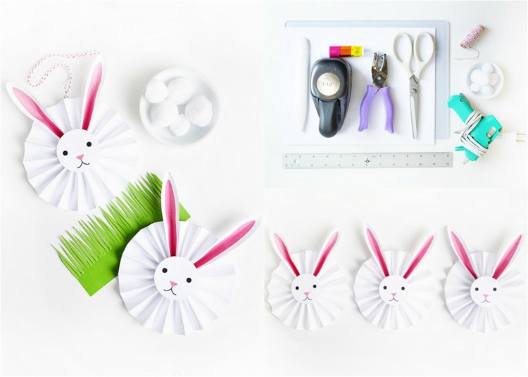 Creați-vă propriul pandantiv de iepuraș de Paște ca decor Iepuraș de Paște-Tinker-Hârtie-Umerașe-Rozete de hârtie