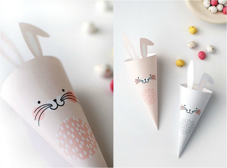 Con de iepuraș de Paște - tipăriți și decupați șablonul Iepuraș-de-Paște-Tinker-con-hârtie-șablon-tipărit