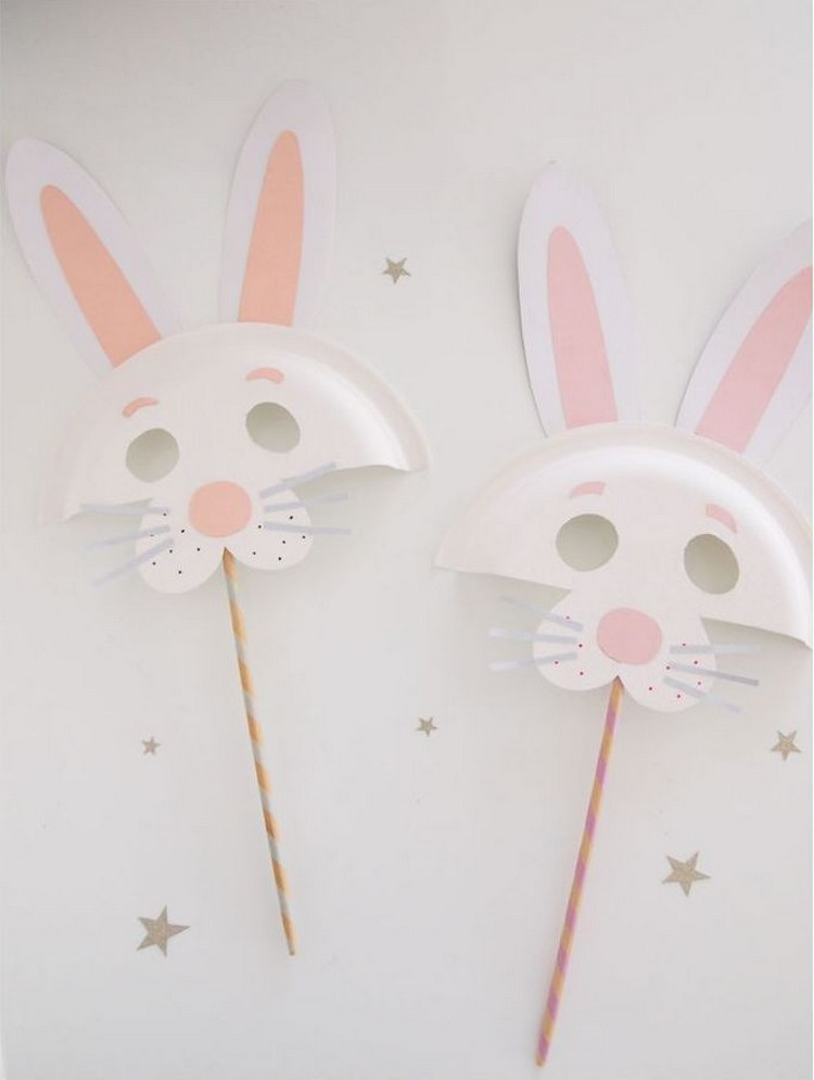 Măști de iepuraș de Paște pentru copii din plăci de hârtie Iepurașul de Paște-tinker-hârtie-hârtie-farfurii-măști-copii
