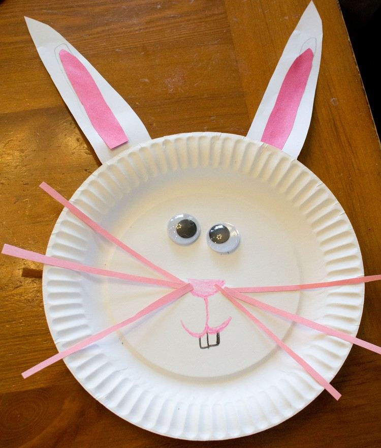 Transformați plăcile de hârtie într-un iepuraș drăguț de Paște Easter Bunny-tinker-paper-paper-plate-bunny-face-children