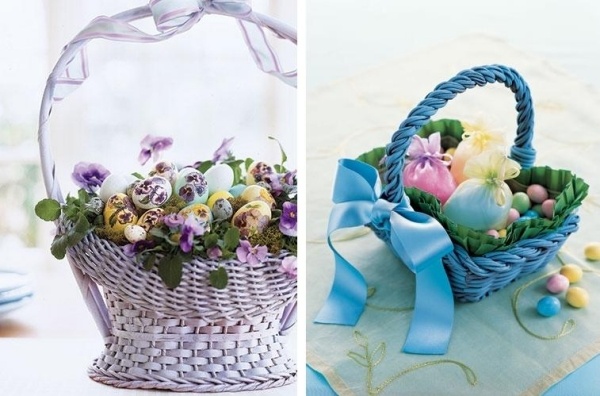 coșuri împletite-albastru-violet-amenajare idei de decor