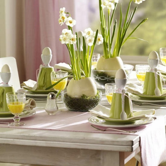 ideea de decorare a mesei verzi Paste primavara ideea de decorare a mesei verzi Paste