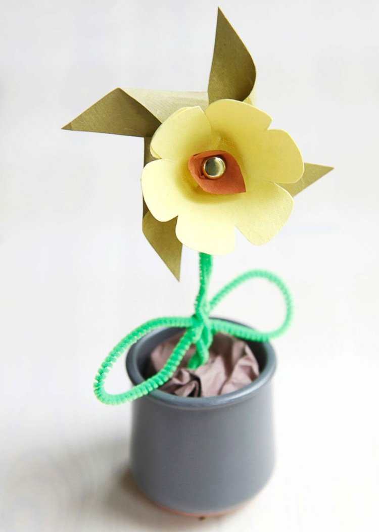 flori de hârtie-jucărie-copii-pinwheel-floare-balcon-decorare-terasă-grădină