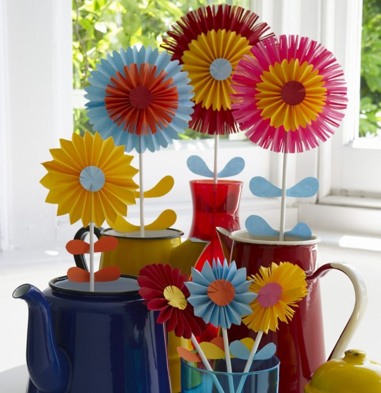 flori de hârtie de bricolaj cu copii idei de bricolaj-instrucțiuni de bricolaj-hârtie de șervețel-hârtie de construcție