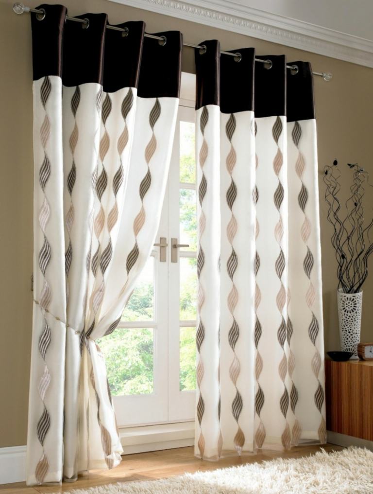 Model elegant de perdele perdele pentru sufragerie model de perdele discrete culori pastel alb-negru