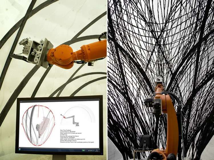 construcția brațului robotului carbon din pavilion