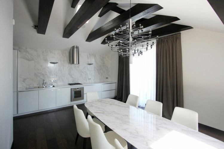 O idee de design pentru masa de masă din marmură albă bucătărie penthouse design alb masă lucioasă masă blat de marmură