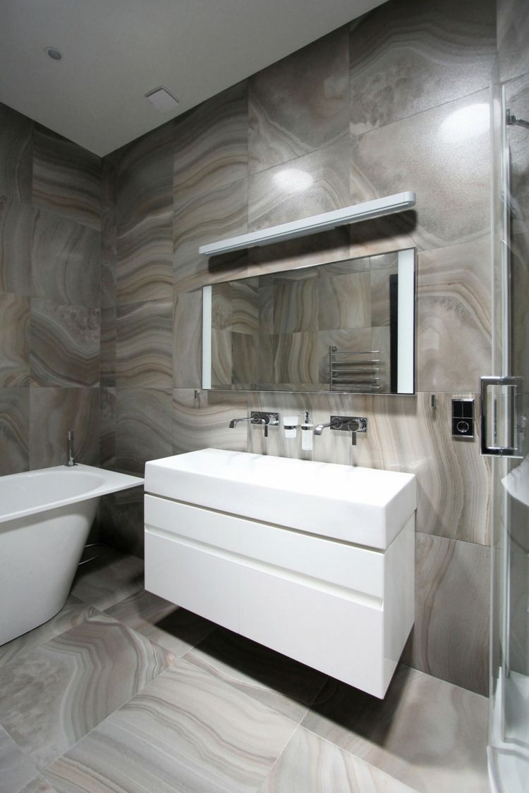 Proiectați cu o consolă modernă în alb consola chiuveta cadă de baie marmură marmură design plăci