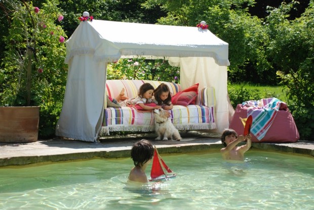 Cortul de grădină pentru petrecerea copiilor sărbătorește patul de zi cu leagăn rece Cortul de grădină sărbătoresc protecția solară a patului de leagăn rece