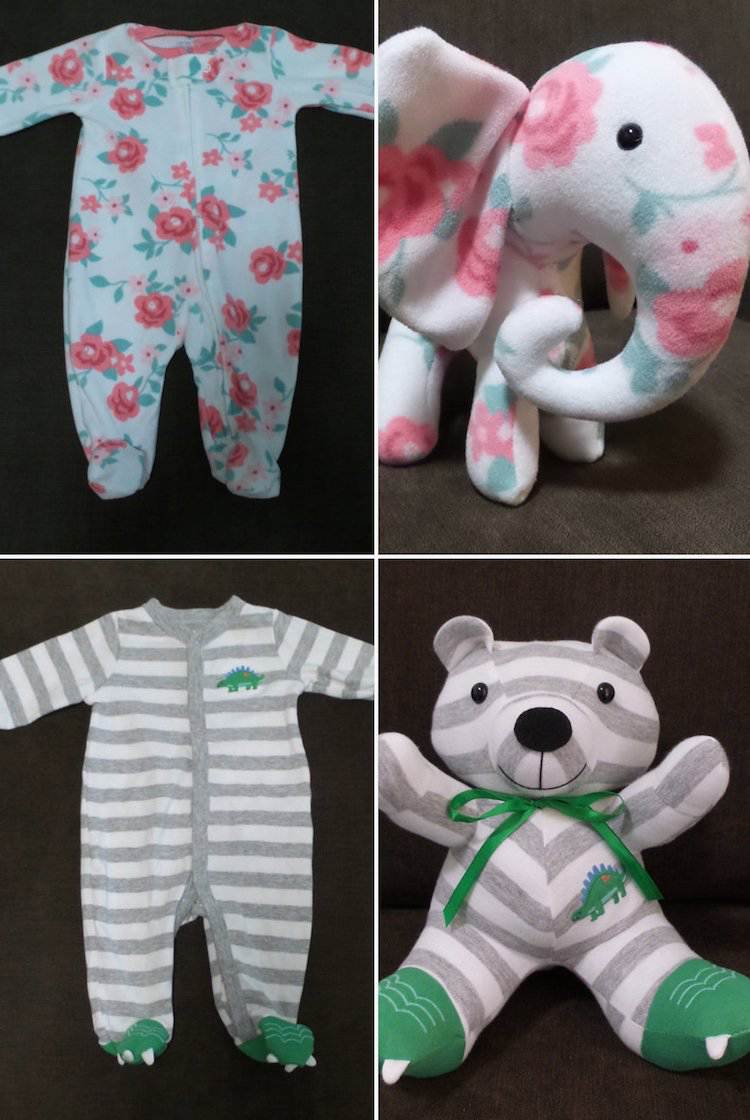 Îmbrăcăminte pentru copii reciclând jucării de pluș