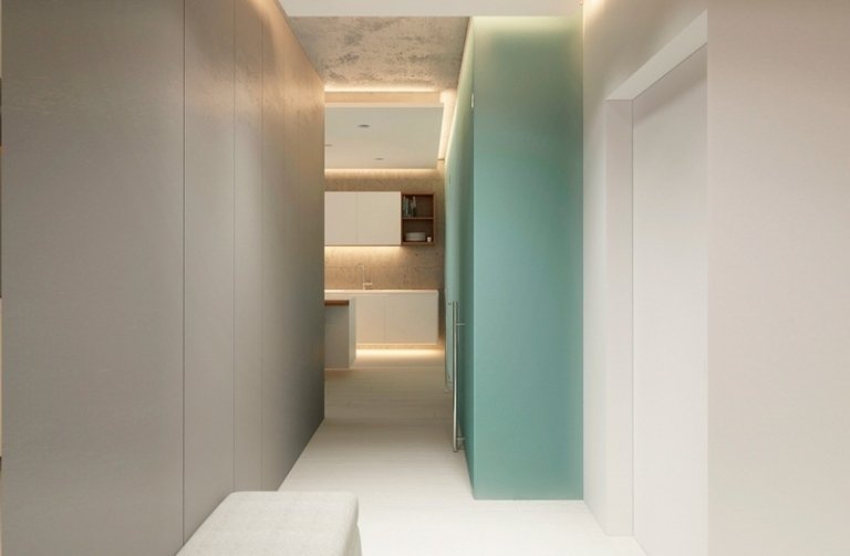 Idei proaspete de design de cameră în gri, alb și verde menta idei-design-interior-gri-menta-verde-alb-perete-vopsea-hol-perete-design