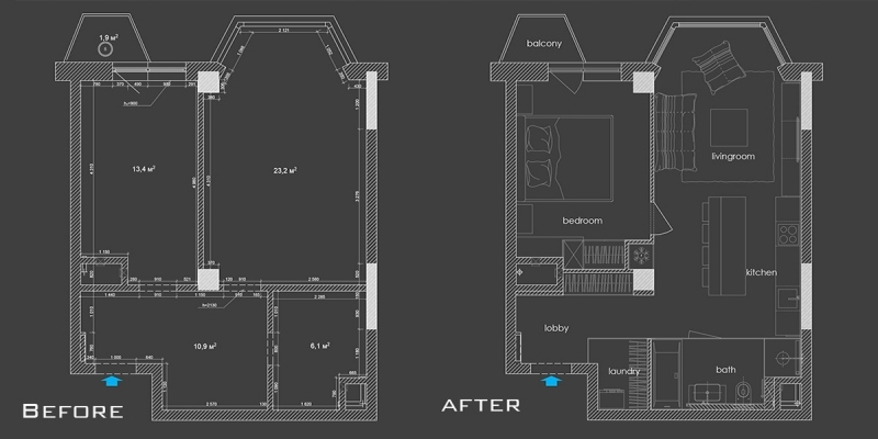 Planificați cu aspectul camerei și reprezentarea schematică a mobilierului design-cameră-idei-plan-etaj-plan-cameră-diviziune-dimensiuni