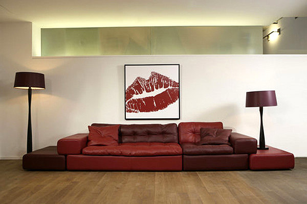 Set canapea living-nuante rosii-idei design perete Set canapea living-nuante rosii-idei picturi de design perete