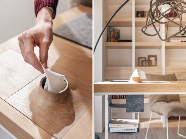 Mobila din lemn cutie de tesut integrat interior modern Cutie de țesut pentru mobilier din lemn integrat design interior modern