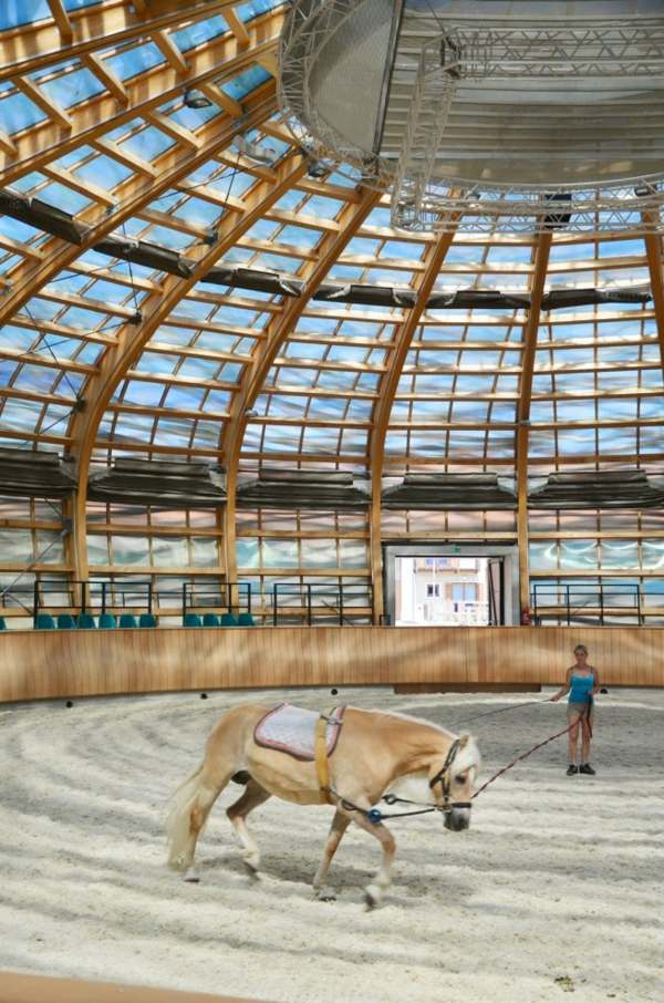 Arenă de echitație interioară cu arhitectură modernă Arenă de echitație interioară cu arhitectură modernă