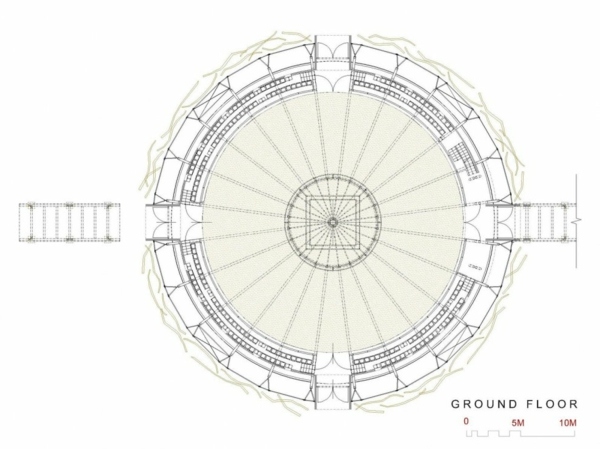 Sala de echitație cu plan de amenajare a arhitecturii moderne Arenă de echitație-cu-plan-de-construcție-arhitectură-modernă