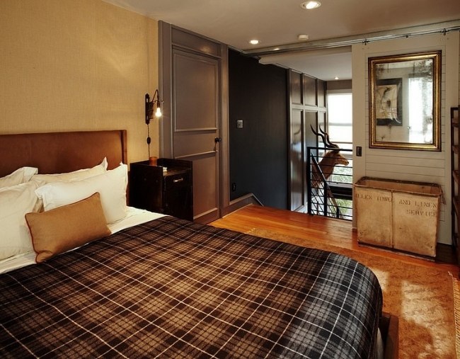 cuvertură de pat în carouri design interior interior retro atingere industrială cuvertură de pat în carouri design interior retro cu o notă industrială