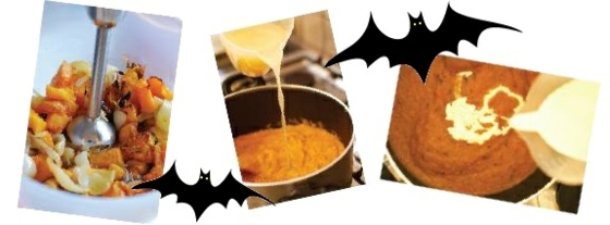 Supa de dovleac vesteste toamna Servire de supă de Halloween și dovleac