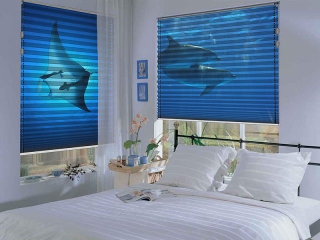 Decorarea ferestrelor-jaluzele plisate-imagini foto-realiste-lumea subacvatică Design de ferestre jaluzele plisate - lume subacvatică foto-realistă