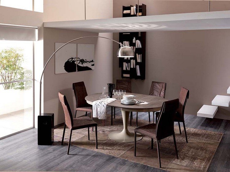 Mese rotunde de mese moderne-extensibile-melamină-metal-lemn-top-T310-ECLIPSE-Studio-Ozeta