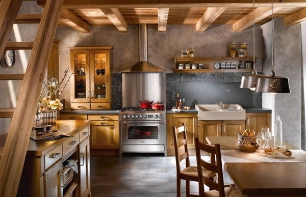 Proiectare bucătărie rustic interior stil rustic idei iluminat casă