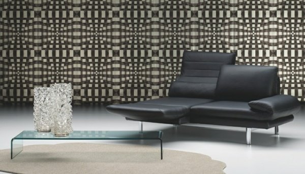 canapea modernă neagră design interior minimalist Canapea masă de cafea din sticlă cu design interior minimalist