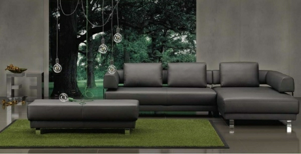 set canapea neagra tapet verde design perete tapet Setați tapet verde design perete tapet pădure