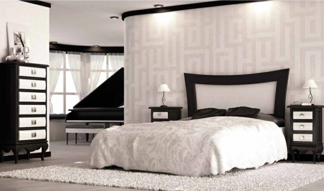 Idei de design dormitor tapet geometric idei de design tapet model geometric alb