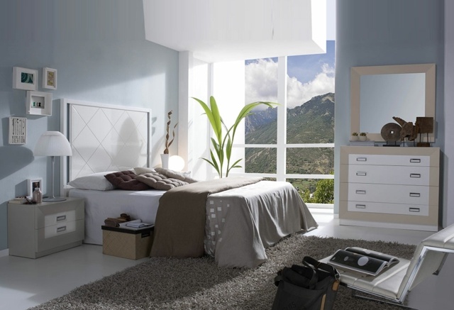 Set dormitor albastru deschis culoare perete modern mobilier modern din lemn de culoare albastru deschis