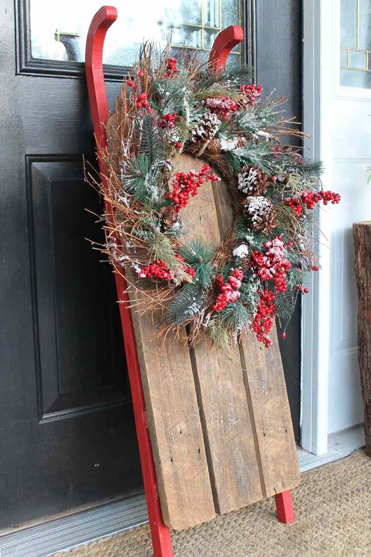 Sania pentru Crăciun decorează coroana material natural