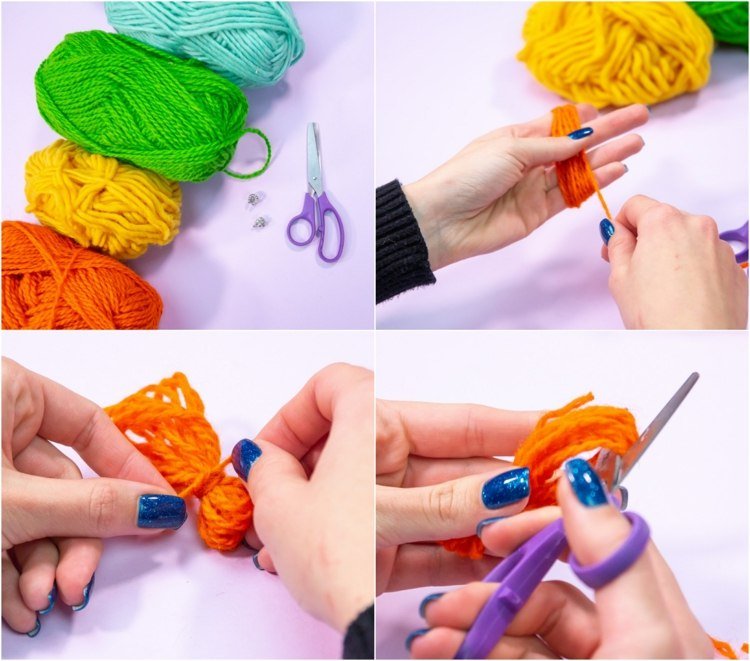 bijuterii pentru copii tineri colier lână colorat ciucuri forme