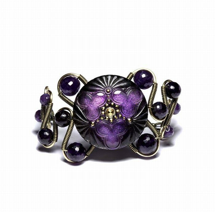 strasuri violet bratara steampunk victoriana Brățară Steampunk epocă victoriană