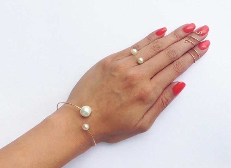 Inel Midi, inel de perle și brățară din sârmă de aluminiu Realizați-vă bijuteriile cu sârmă-mărgele-chanel-design