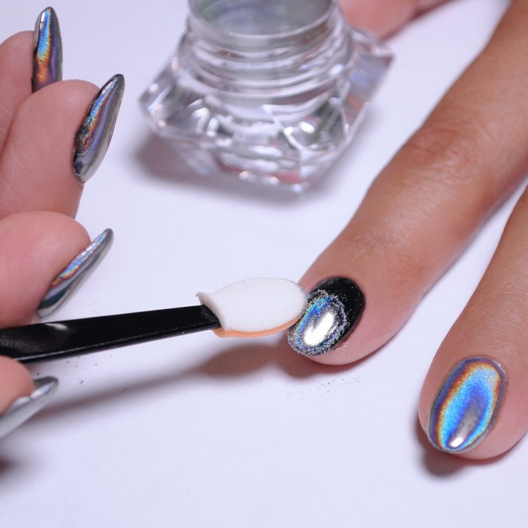Faceți-vă unghii de hologramă cu pulbere frumoase-modele-de-unghii-hologramă-unghii-bricolaj-instrucțiuni-pudră