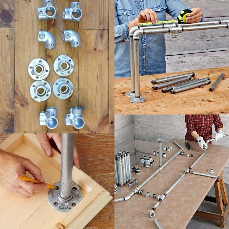 conducte metalice utile, conexiuni, manșoane și accesorii pentru mobilier tubular Construiți-vă propriul birou - idei-banc de lucru-tuburi-piese-tub mobilier-împreună-bricolaj