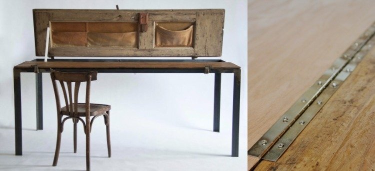 Funcția de mobilier Do-it-yourself care poate fi deschisă - cu balamale birou-construiți-vă-idei-tabel de lucru-pliabil-upcycling-balamale-din-lemn-rustic