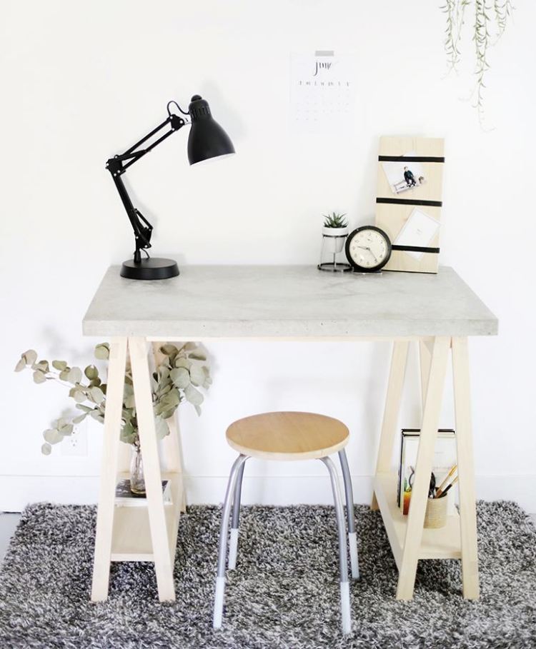 Birou în stil scandinav cu blat din beton birou-construiți-vă-idei-masă-de-lucru-picioare-din-beton-modern-stil-scandinav