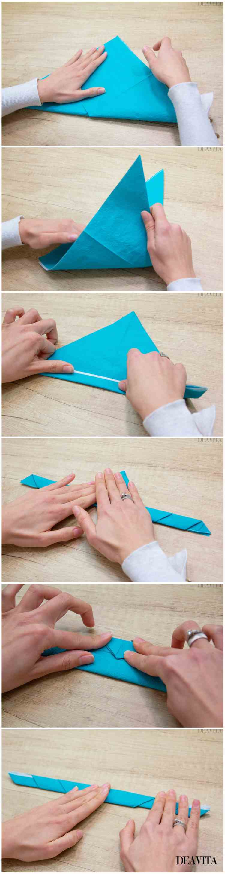 Șervețelele din hârtie pliază instrucțiuni simple pentru imagini