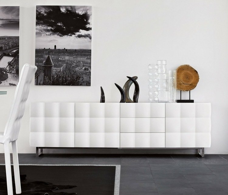 Fronturi albe lucioase, suprafață 3D, uși fără mânere