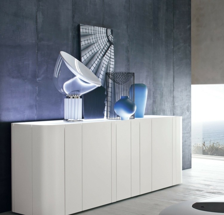 Comoda albă lucioasă modernă curbată Foprm fără mâner față cu patru uși