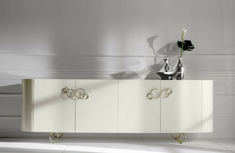 Buffet alb ușă aur lucios mânere picioare mobilier modern de designer