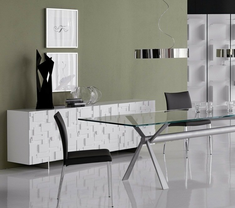Buffet alb mozaic lucios model modern minimalist